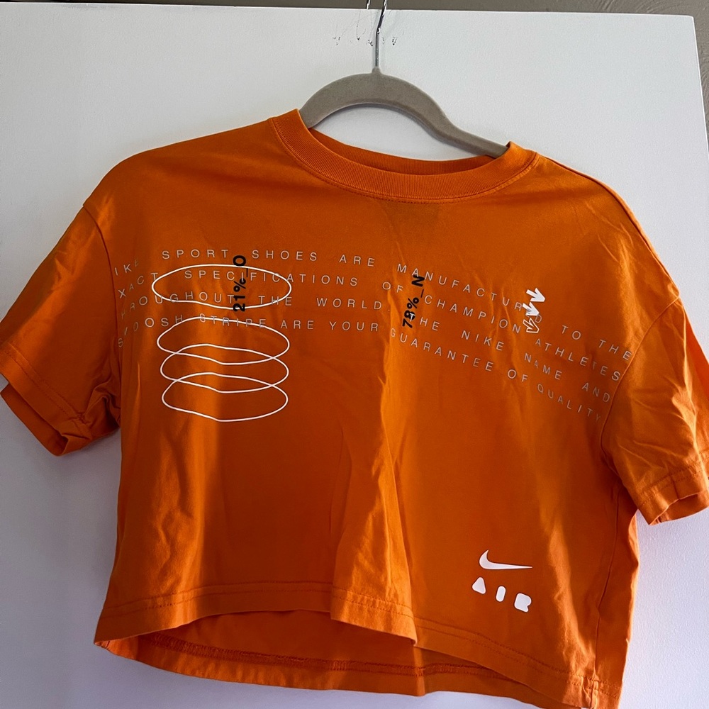 Nike Orange Crop Top with White Graphics